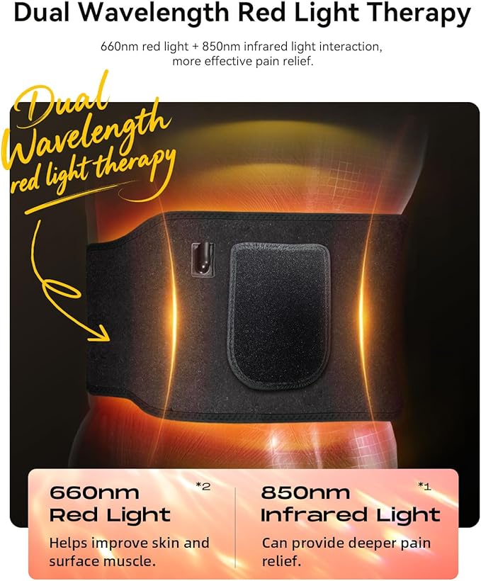 2025 Red Light Therapy Belt, 3 Wavelengths, 5 Levels of Power Adjustment, 3 Red Light Therapy Modes, New Upgraded Skin-Friendly TPU Material, 51.18"x7.08" for Pain Relief and Relaxation