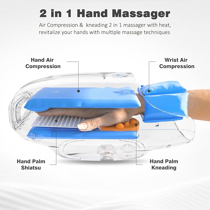 KNQZE Hand Massager with Heat and Compression, Rechargeable Touchscreen Massager with Roller Kneading for Wrist, Carpal Tunnel and Finger Numbness Relief, Gifts for Women Men Mom Dad (White)