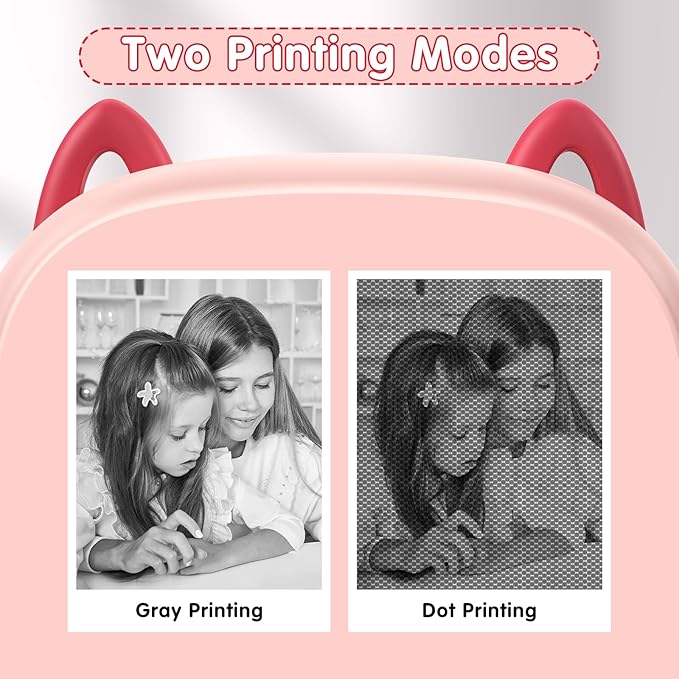 Kids Camera Instant Print, Multifunctional Toddler Camera with Photo Printing Instantly, 2.4 Inch HD Screen Digital Camera for Kids,Christmas Birthday Gifts for 3-12 Year Old Girls(Pink)