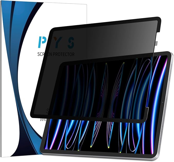 PYS Privacy Screen Protector for iPad Pro 12.9 Inch 2022 2021 2020 2018 - Reusable and Washable iPad Privacy Screen Filter Compatible Apple Pencil & Case [Anti-glare] [Not Fall Off] [Full Screen