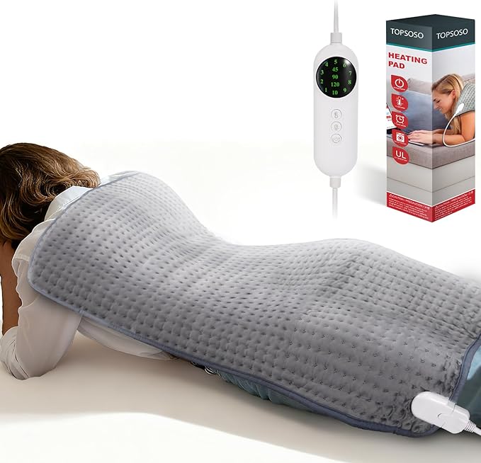 Heating Pad for Back Pain Relief and Period Cramps,17x33 Inches,with10 Temperature Controllers & 3 Timer Options,Large Heating pad for Shoulder and Neck,Dry/Moist Heat Therapy