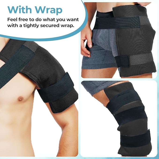 Ice Packs for Injuries 14" X 11": Ohuhu 2 Pack Hot Cold Gel Ice Pack X-Large Reusable Ice Packs with Wrap Flexible Pain Relief for Shoulder Legs Knee Back Hip Aches Injury Muscle Pain-Light Blue