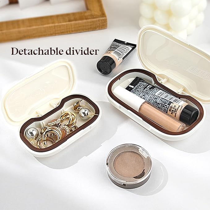 6-Compartment Pill Organizer - Small Compact Daily & Travel Pill Case Container for Vitamins, Medication and Supplements - Portable Blue Medicine Pill Box Holder with Stylish Cute Design
