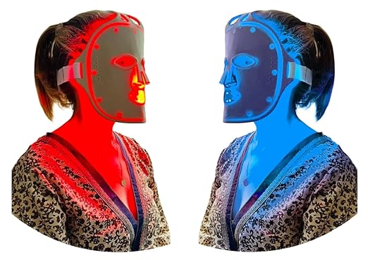 Fringe Red Face Mask, Both Red 660nm and Infrared 850nm for Rejuvenation & Blue 415nm for Blemishes, Beauty Mask, for Fine Lines and Wrinkles, 234 LED Lights