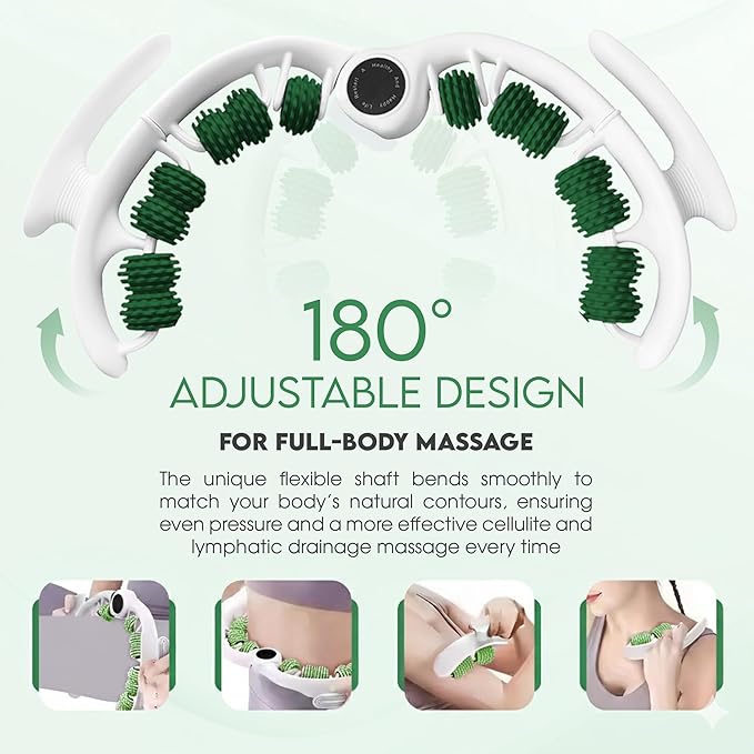 Cellulite Massage Roller, Fascia Blaster, Lymphatic Drainage Massager, Relieve Muscle Soreness, Body Sculpting Tool with Detachable Handles for Thighs, Legs, Buttocks, Gift Exfoliating Brush. (Green)