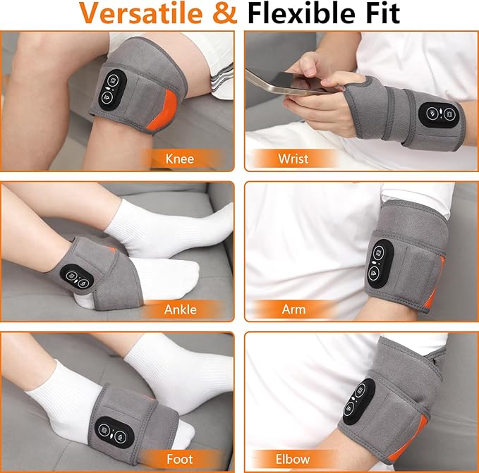 Cordless Wrist Heating Pad for Pain Relief, Heated Wrist Brace Wrist Massager Wrap for Arthritis, Rechargeable Heated Hand Heating Pad Massage for Carpal Tunnel (Grey)
