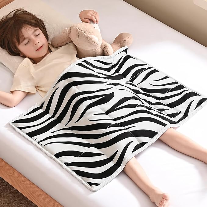 anfie Weighted Lap Pad 2 Pounds, Weighted Blanket Kids(20"*30") Cooling Blanket for Sleeping,Weighted Throw Blanket for Travel Indoor Outdoor (White Zebra)