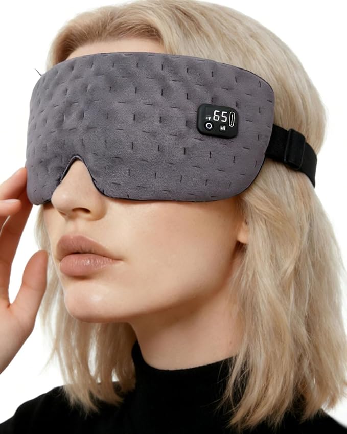 Cordless Heated Eye for Dry Eyes with 6 Timers | 35-65℃ Stepless Precision Warm Eye Compress 1500mAh | Washable Heating pad for Eye Care,Gray