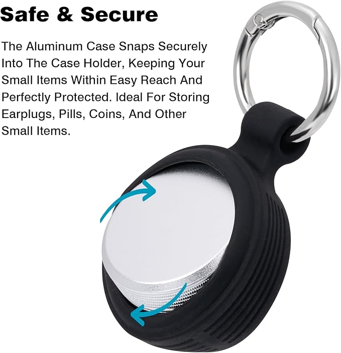 Premium Carrying Case – Small Metal Travel Pill Box, Waterproof Pill Container Keychain Pill Holder, Portable Medicine Pill Organizer for Earplugs, Jewelry, Compatible with Loop, Vibes & Eargasm