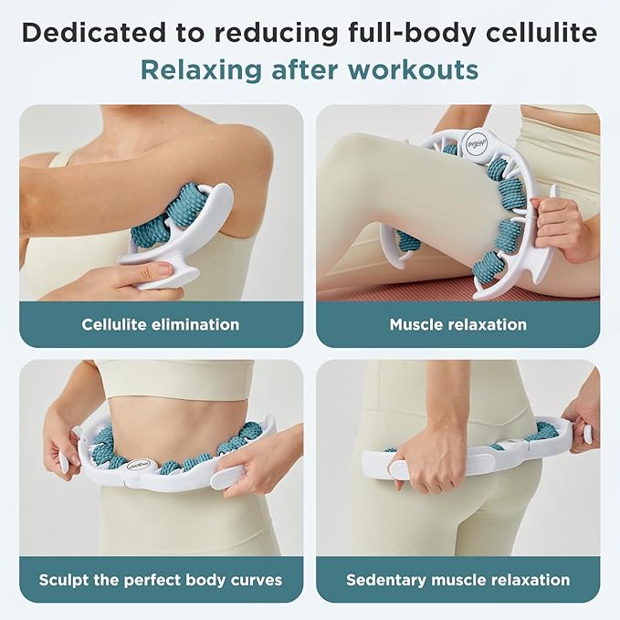 Cellulite Manual Massager for Legs & Thighs - Lymphatic Drainage Tool, Handheld Fascia Blaster for Deep Tissue, Body Sculpting Cellulite Remover(Green)