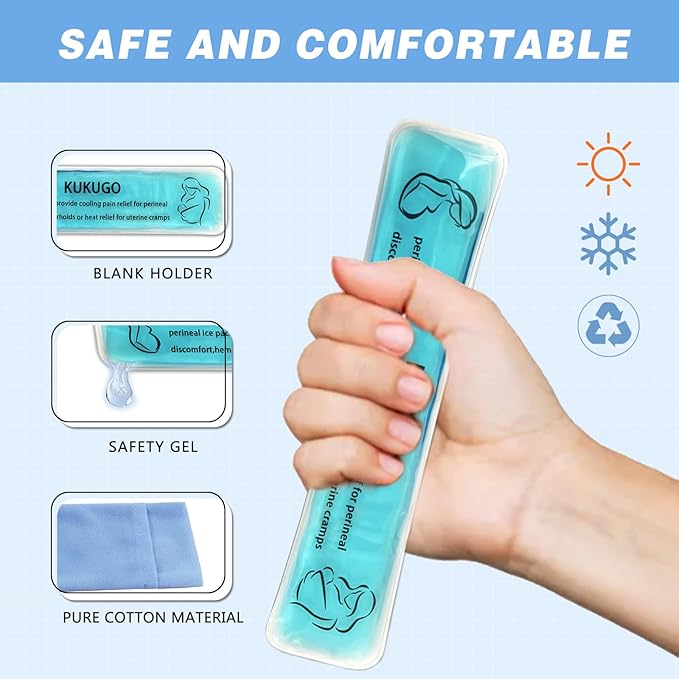 Perineal Ice Packs, Perineal Cooling Pads, Hemorrhoid and Perineal Ice Packs, Postpartum and Hemorrhoid Pain Relief, Hot & Cold Packs for Women After Pregnancy and Delivery, 2 Ice Pack and 2 Cover