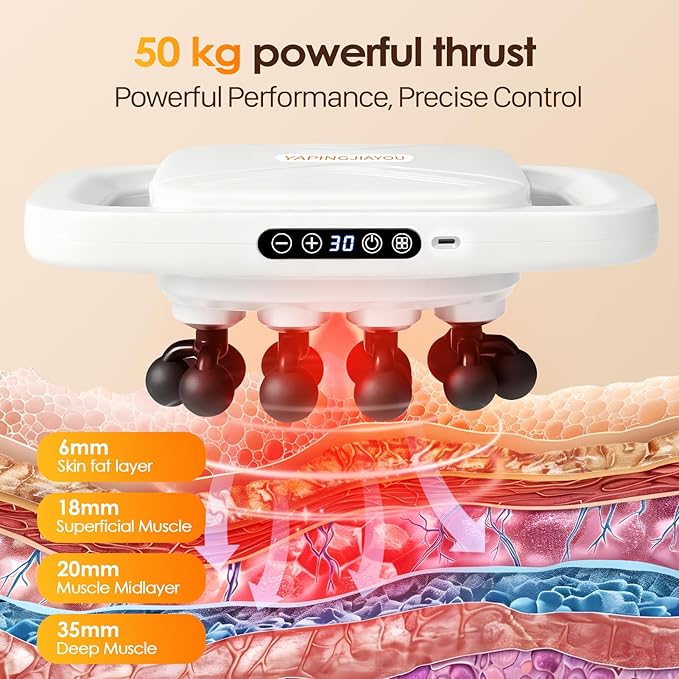 20-Head Massage Gun Set, Deep Tissue Percussion Massager with 3 Modes & 30 Intensities, Muscle Massager Pain Relief, Portable Massage Gun for Back/Shoulders/Legs/Waists (White,20-Head)