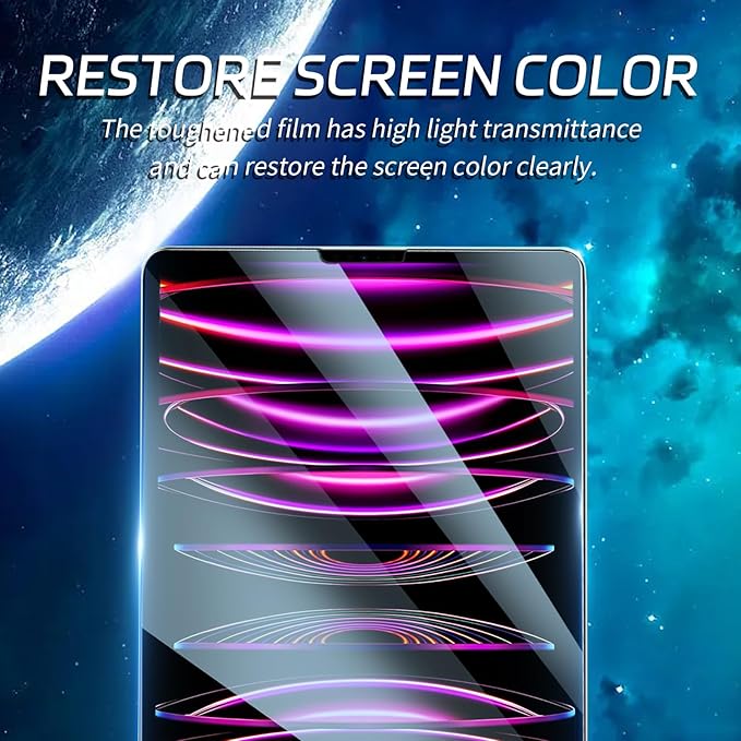 ZenRich [2 Packs] Anti Blue Light Screen Protector for iPad Pro 12.9 Inch 2022/2021/ 2020/2018 – 9H Hardness Tempered Glass, HD Clarity, Eye Protection, Scratch Resistant, Bubble-free