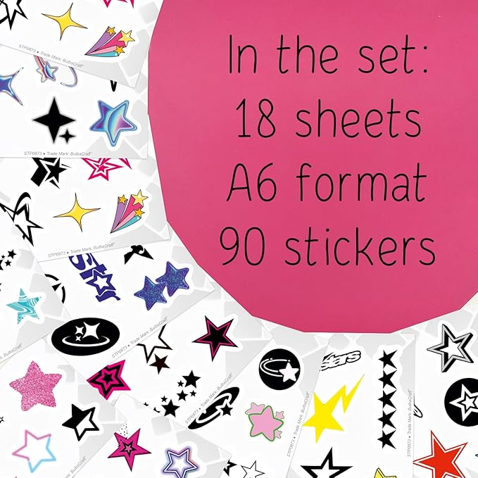 BulbaCraft Star Stickers Y2K - Small Star Stickers, Y2K Decals, Gifts for Women & Men