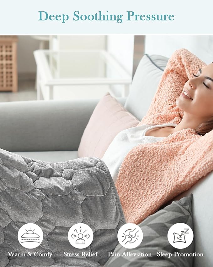 Topblan Weighted Lap Blanket 7lbs for Adults, Small Weighted Blanket Throw for Napping, Relaxation, Calming and Travel, Skin Friendly & Machine Washable for All-Season Sleeping, Grey 24x29 inches