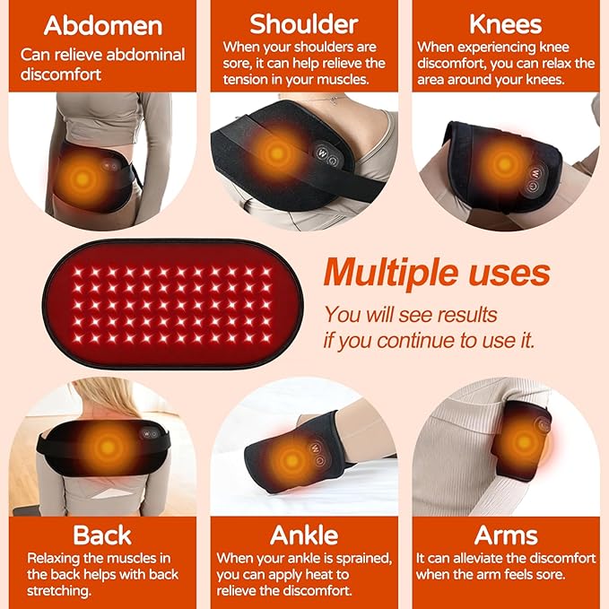 Red Light Therapy Pad for Body, Plug-in Use, 660nm & 850nm Red Light Therapy Wrap with 60 LED Lights, Flexible Portable Light Therapy Pad for Back, Knee, Hands, Post-Workout Relaxation