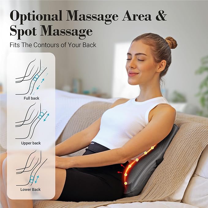 FSA Eligible HSA Back Massager for Deep Tissue Pain Relief, 4D Kneading & Rolling Up and Down Shiatsu Lower Back Massager with Heat for Birthday Gifts for Women and Men