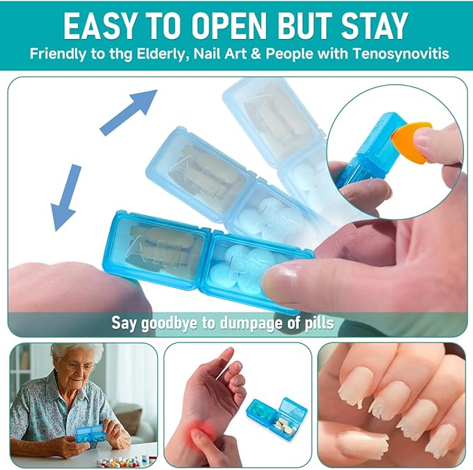 Monthly Pill Organizer 2 Times a Day, Portable AM PM Pill Box with Weekly Travel Bag, Large Capacity Medicine Organizer with Labels, 30 Day Pill Case & Pill Cutter for Medication Management (Blue)