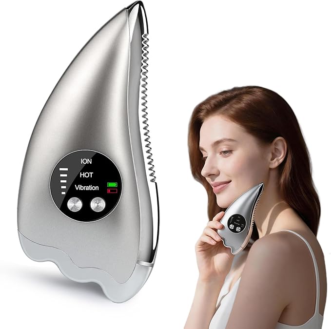 Electric Scraping Plate Gua Sha Massage Tool with Heat Vibration and Microcurrent for Face Neck Shoulder and Body