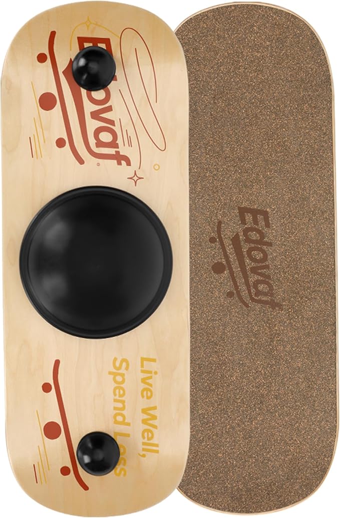 360° Balance Board for Adults & Kids – Wide Wooden Wobble Board for Standing Desk, Snowboard & Surf Training, Portable Home Gym Core Strength Trainer, 400lbs Capacity
