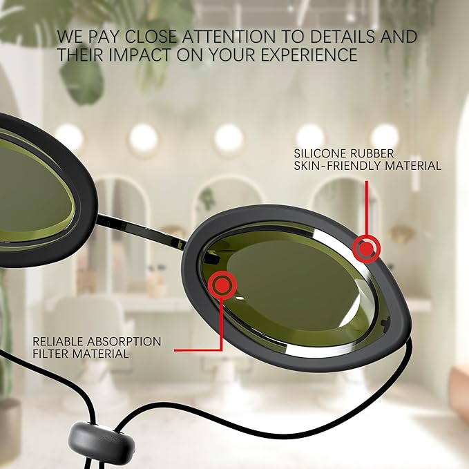 200nm-2000nm Laser Protection IPL Safety Glasses, See-through Anti Fog UV400 Absorption Filtering Eye Protection Goggles, OD4+ for Tanning Hair Removal Eye Protection