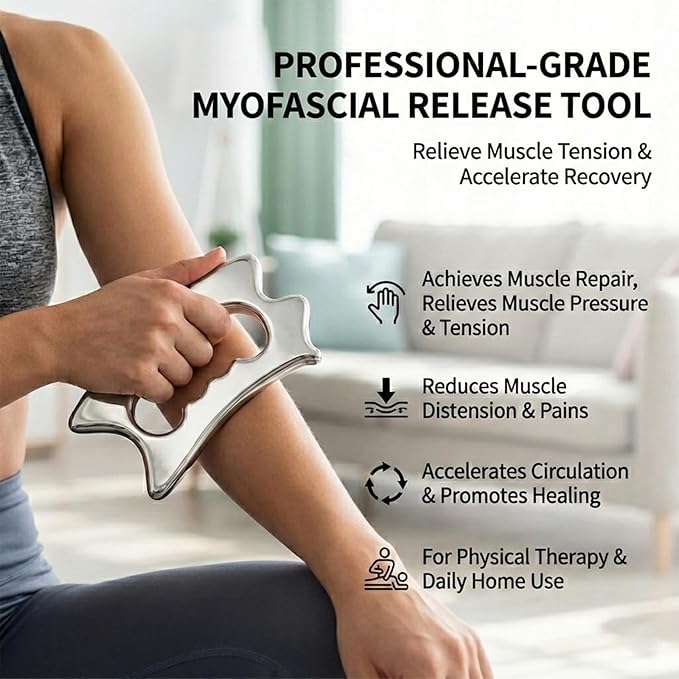Stainless Steel Muscle Scraper Tool Set - 4Pcs Massage Scraper Tool Gua Sha for Myofascial Release, Fascia Release Tools for Deep Tissue Massage, Physical Therapy & Fascia Scrapingr (4Pcs)