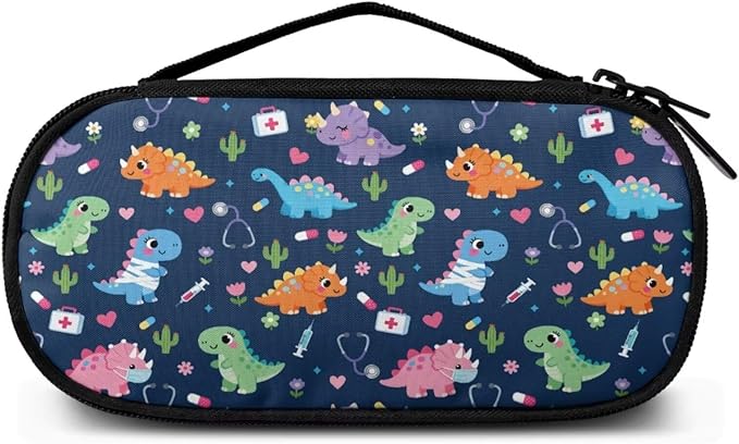 Rnyleeg Cute Dinosaur Diabetic Bags for Supplies Small Size Insulin Cooler Travel Case Reusable Insulin Bag for Diabetes Lightweight Madicine Storage Pouch Easy to Carry