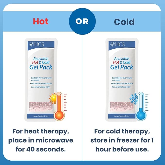 HCS Bulk Gel Ice Packs for Injuries, Reusable - Hot and Cold Pack for Pain Relief - Soft, Flexible Ice Pack, Reusable Gel Packs - Body Heat/Cold Compress - Freezer, Microwavable, 4x10in (24Pk)