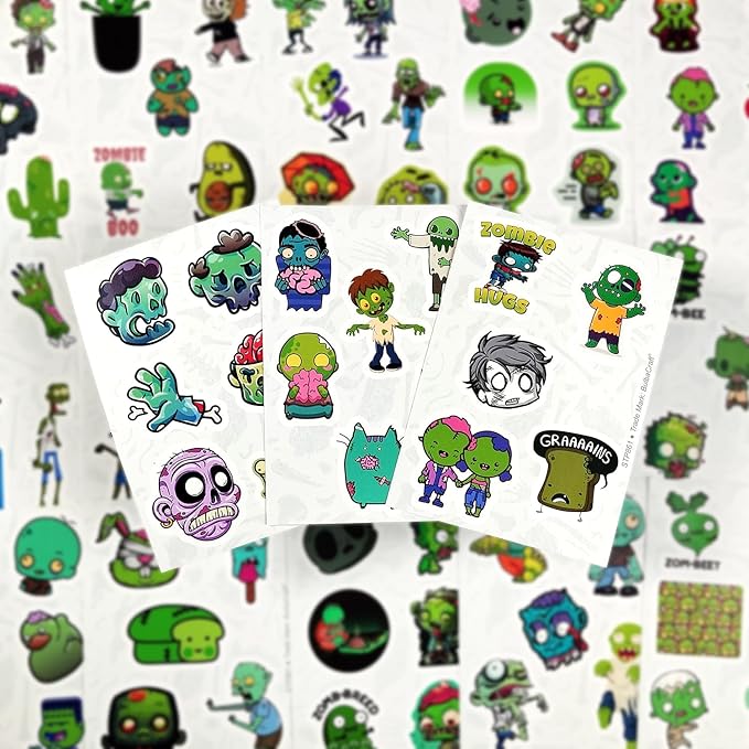 BulbaCraft 100Pcs Zombie Stickers & Adults — Zombie Decals for Boys and Girls, Spooky Halloween Decals Waterproof, Gifts for Women & Men