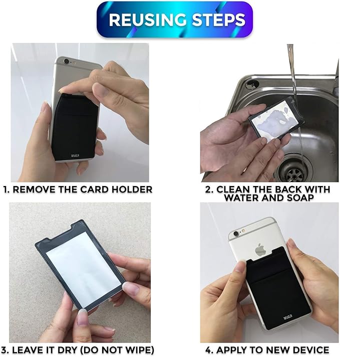 RFID Blocking Phone Card Wallet - Double Secure Pocket - Ultra-Slim Self Adhesive Credit Card Holder Card Sleeves Phone Wallet Sticker All Smartphones(Gray)-2PC