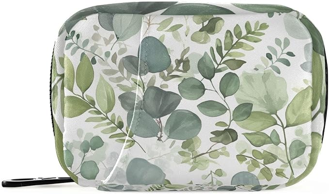 Travel Pill Case Green Leaf Counter Herb Plant Weekly Small Pill Box 7 Day Pill Box Pill Organizer Bag