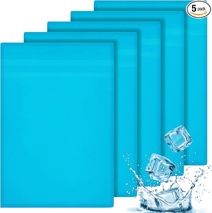 Paterr 5 Pcs Soft Flannel Cold Pack Sleeves Reusable Washable Fabric Cover for Protective Hot Ice Cover, Cold Pack Not Included, Blue(10"x14")