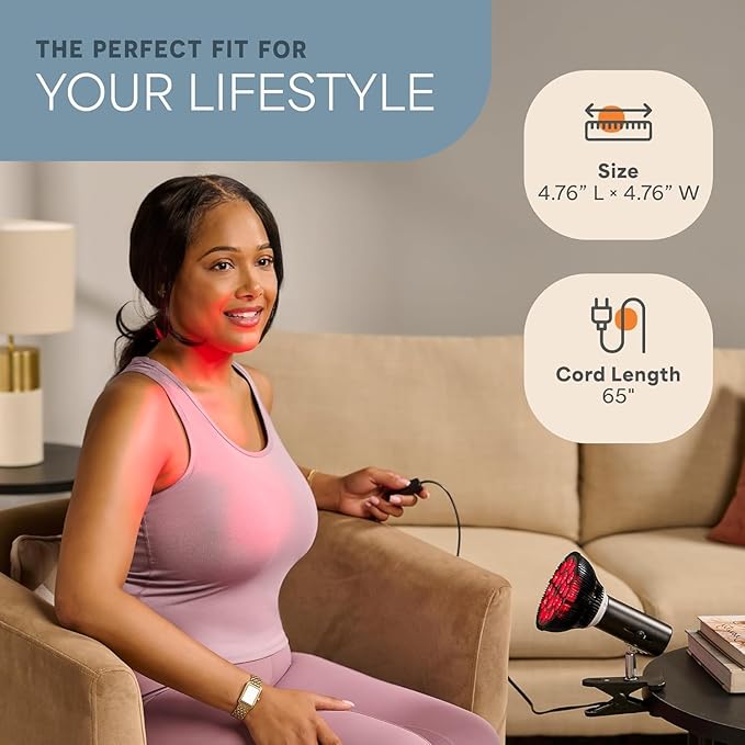 LifePro Red Light Therapy Lamp - Infraglow Infrared Red Light Therapy Bulb with 660nm and 850 nm Wavelength -18 LEDs & Clip-On Lamp - at Home Infrared Bulb for Daily Wellness and Relaxation