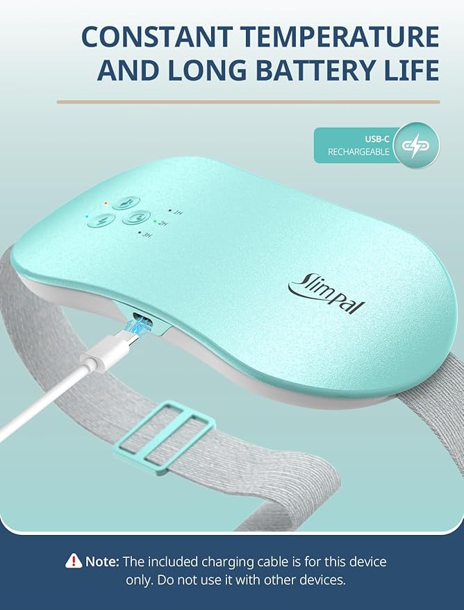 Slimpal Portable Heating Pad for Period Cramps, Electric Cordless Heating Pad for Menstrual Cramps Relief, 3 Timer Auto Off Setting, Wearable Heat Pad Belt for Her Women Girl Wife, Aqua