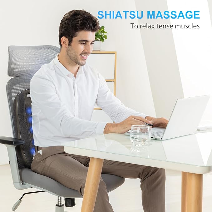 CooCoCo HSA Store Eligible Shiatsu Back Massager with Heat, Portable Massage Chair Pad, Kneading Massage Mat for Pain Relief, Chair Massager for Office Home
