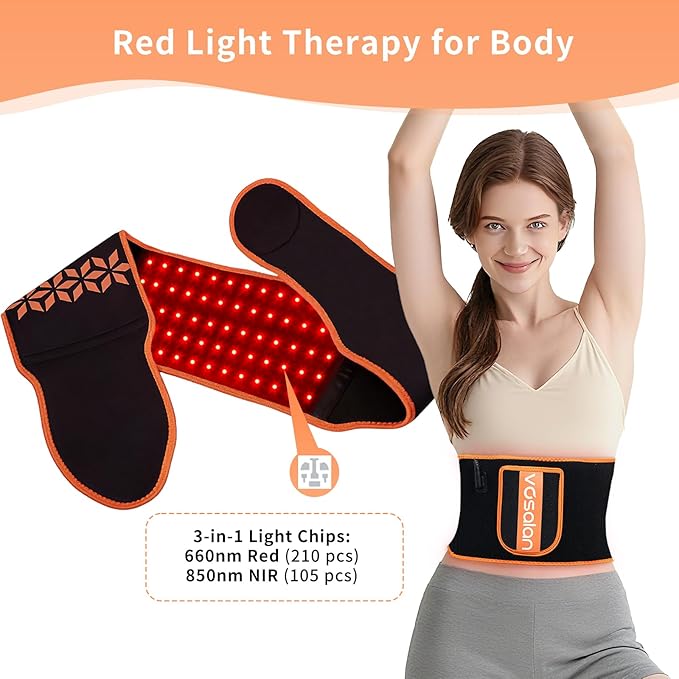 Upgraded Red Light Therapy for Body - 660nm & 850nm LED with Timer, Red Light Belt for Muscle Pain Relief on Back, Shoulder, Waist - Wearable Infrared Wrap to Decrease Inflammation and Speed Healing