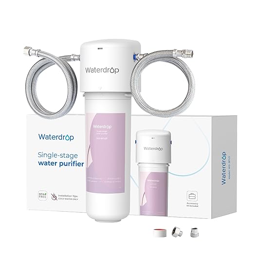 Waterdrop BFU2 Bathroom Sink Water Filter for Skincare, Reduces Chlorine & Scale in Water, Reduces Skin Redness and Irritation, 4-Stage Filtration, for Cold Water Supply Only