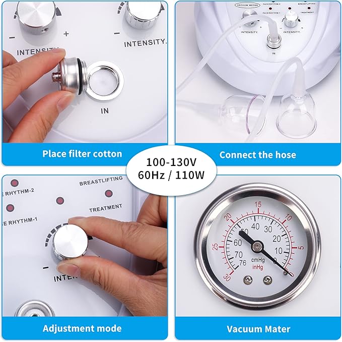 Titoe Vacuum Therapy Machine Multifunctional 0-75cmHg Cupping Cups Machine 6 Mode Adjustable Suction Vacuum Machine with 30 Cups and 3 Pumps