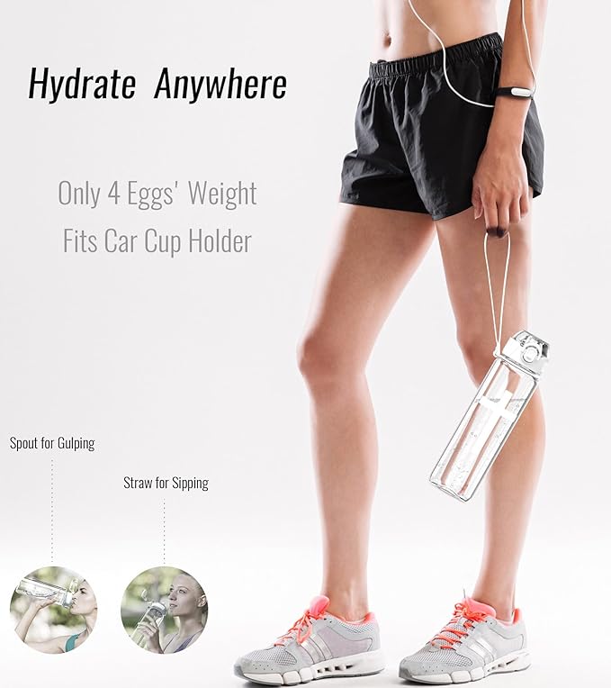 32oz/1L Sport Water Bottle, Light Tritan, Quick-Open Chug Lid/Straw 2-in-1, Leak-Proof, Dishwasher-Safe, BPA-Free, Drop-Resist & Scratch-Resist for Travel/Gym/Office/Church (Cross)