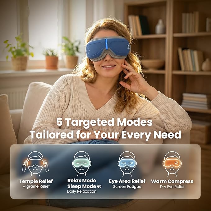 BOB AND BRAD Eye Massager with Heat and Cooling Voice Control, FSA Eligible HSA, EyeOasis 3 Voice Temple Massage, Heated Eye Massager for Migraines & Dry Eyes Relief, Ideal Gift for Women Men