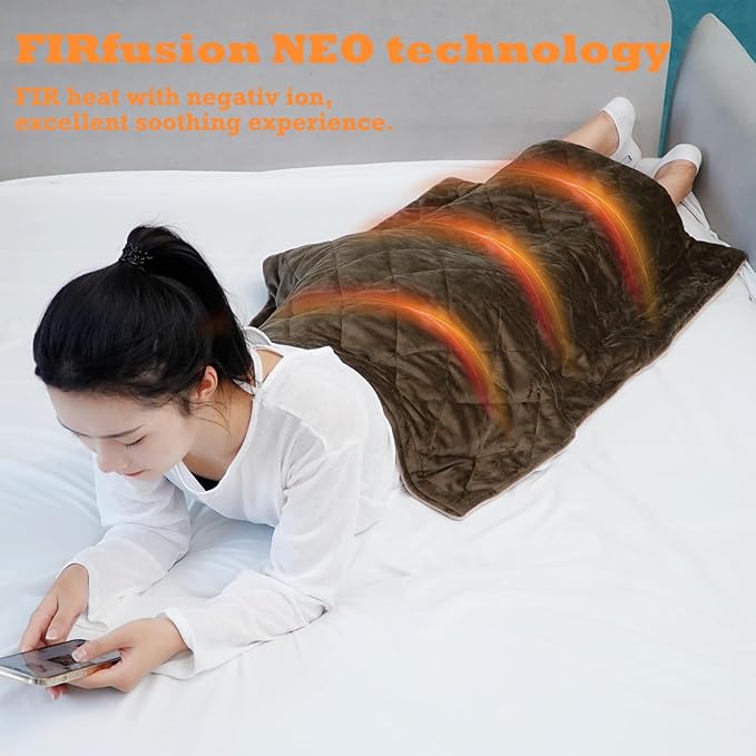 cozzyhug™ Pro Extreme Larger XXXL Weight Heating Pad with FIRfusion NEO Technology, Negative ion emitted, Far Infrared, Pain Relief Back, Neck, Shoulder, Knee, Leg, Arm, 4 Setting, auto-Off, Washable