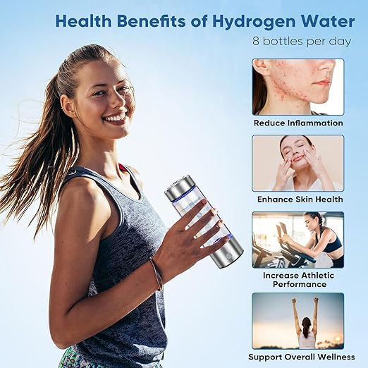 Hydrogen Water Bottle, PowerlotZero Hydrogen Water Generator with SPE Technology, 14oz Rechargeable Portable Hydrogen Water Ionizer Machine for Home, Travel, Fitness