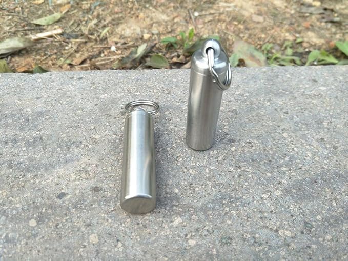 Stainless Steel Mini Waterproof Pill Case,Capsule Seal Case Holder Container for Outdoor Sports
