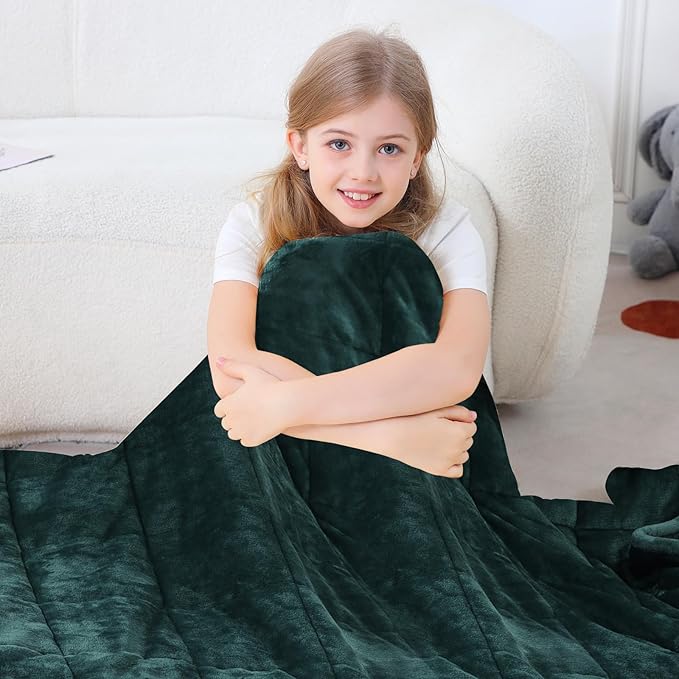 Aemicion Weighted Blanket for Adults Kids(10lbs,48"x72",Green on Both Sides) Sherpa Fleece Heavy Blanket for Sleeping Perfect for 80-110lbs, Machine Washable