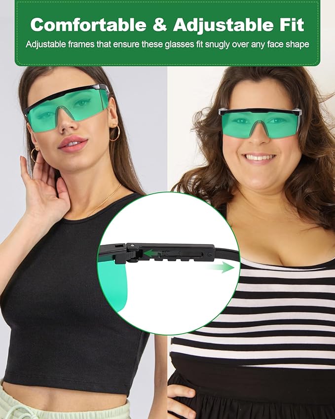 Red Light Therapy Glasses Eye Protection Transparent Maintain Visibility Infrared Goggles Full Wrap-Around Design Adjustable Leg Suitable For Use With Infrared Red Light Therapy Devices 3 Pair