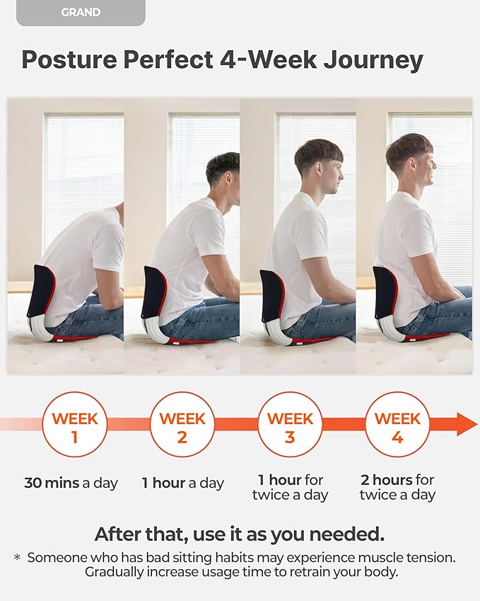 curble Grand(Extra Wide&Sturdy) Cover Set – Ergonomic Back Support Chair & Detachable Cover, Lumbar Support for Posture Corrector and Low Back Pain Relief, Perfect for Home Office Desk Chair(Set Red)