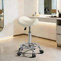Saddle Stool with Wheels, Adjustable Rolling Stool Chair with Back Support, Ergonomic PU Leather Saddle Chair for Salon, Massage, Tattoo, Medical, Spa, Office (White, 1PCS)