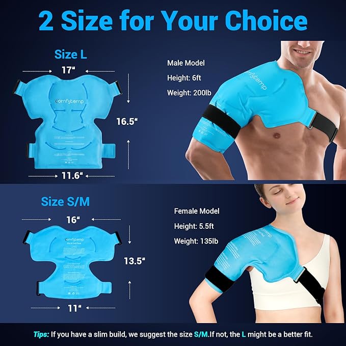 Comfytemp Shoulder Ice Pack & Knee Ice Pack Wrap, Ice Packs for Injuries Reusable Gel, Instant Compression for Pain Relief, Surgery Gift