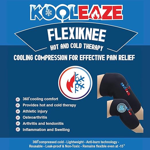 KOOLEAZE Reusable Gel Ice Pack Sleeves for Hot and Cold Therapy – Multipurpose Support | Pain Relief, Swelling Reduction, and Injury Recovery - Knee
