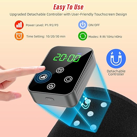 Red Light Therapy Knee Brace, Cordless 660nm 850nm LED Infrared Redlight Therapy Pad for Knee Joint Elbow Shoulder with 3000mAh Rechargeable Controller